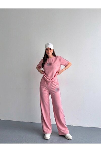 mylunessa Tom Hi Stoned Embroidered Short Sleeve Modal Tracksuit Set