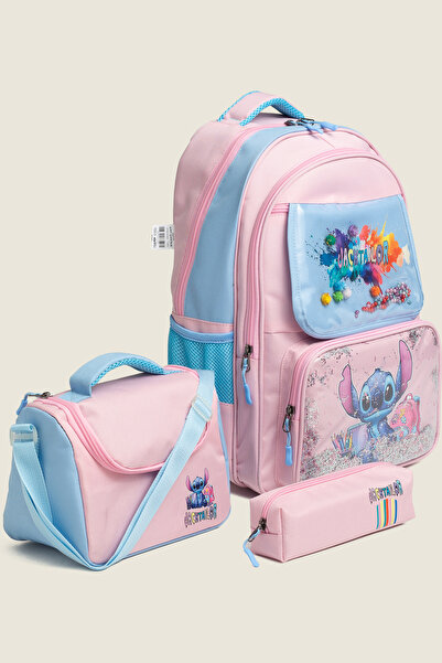MİECZ BAGS Sevimli Karakter Figürlü Kore Tarzı Süslü Çok Bölmeli İlkokul Besl...