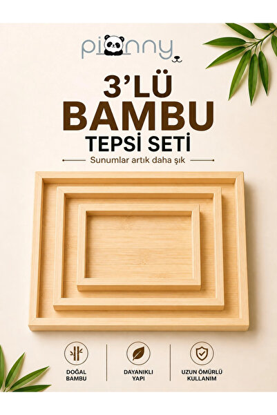 pionny Bamboo 3-Piece Presentation Tray