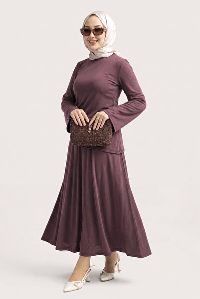 Suede Style 6485 - طقم تنورة وبلوزة نسائية أنيقة ومريحة من قماش المودال