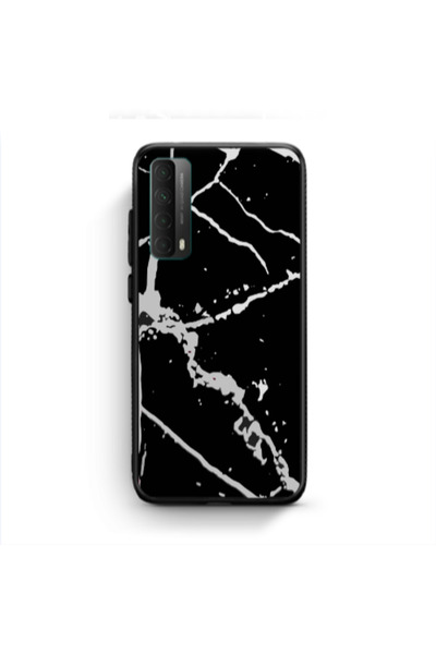 Other Huawei P Smart 2021 Marble Cream Cracks Black Glossy Θήκη