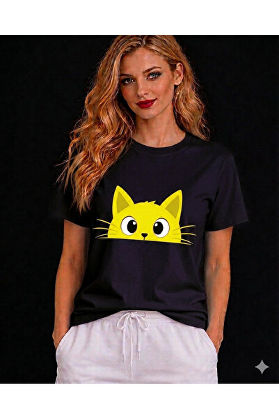 VODEXA Tricou oversize UNISEX cu imprimeu CAT MARO, 100% bumbac, croială conf...