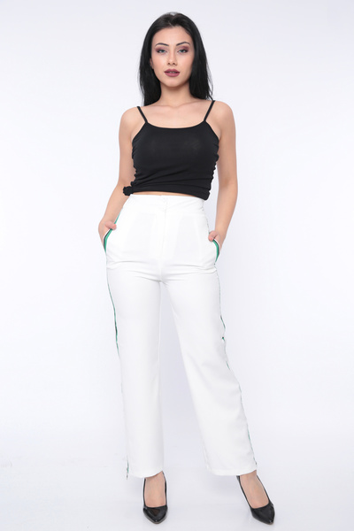 FIRST STYLE Turkish Women's Pants in Silver Color