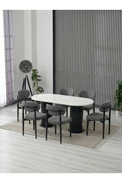 JoyMassa AURA BOHEM MASA TAKIMI 90X180 MDF MASA VE 6 ADET POLO SANDALYE