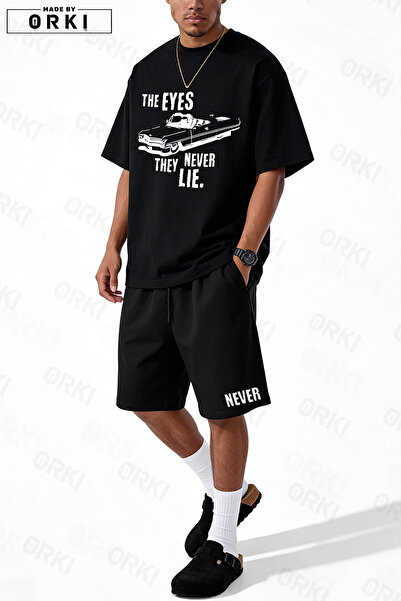 EFFRENATU Eyes Never Lie Printed Unisex Oversize T-Shirt Shorts Set