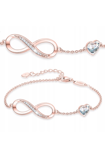 Larezo Gold-plated bracelet made of 925 Silver, 15cm + 3cm, Pink, Infinity mo...