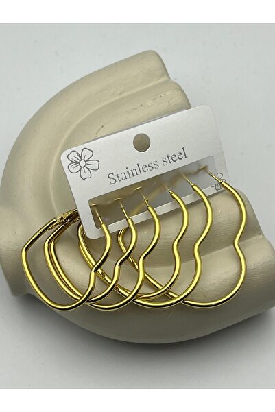 BİJU YILMAZ 26clk77 gold wave form steel hoop earring set