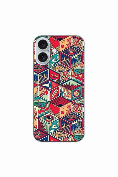 OEM Husa compatibila cu Apple iPhone 16 Silicon Gel Tpu Model Pop Art Geometric