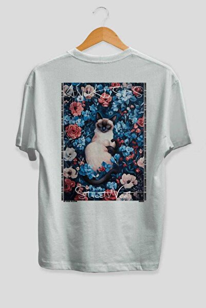 Ankhises Tricou supradimensionat alb cu imprimeu Cat For Cat Lovers, 100% bum...