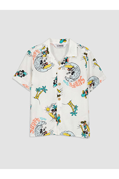 LC Waikiki Nevavm with Difference Mickey Mouse Printed Boys' Shirt