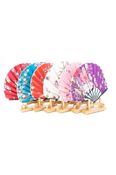 OEM Evantai Panza Cu Flori Si Lemn 10/Set
