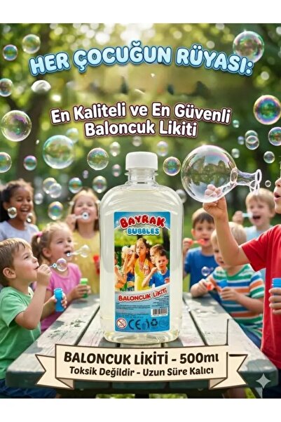bolfer Bayrak Bubbles Baloncuk Likiti – 500 ml Büyük Boy – Özel Formüllü, Lek...