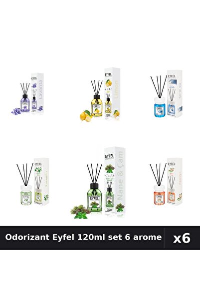 Eyfel Set 6 Odorizante Camera Betisoare - Lavanda, Lămâie, Cool Water, Iasomi...