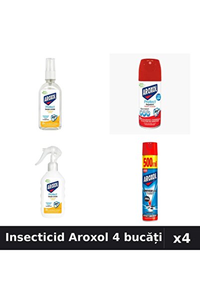 Aroxol Set 4 Insecticid și Repelent - Spray 100ml, 500ml, Loțiune 85ml, 200ml