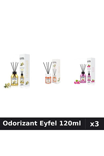 Eyfel Set 3 Odorizant Camera Betisoare 120ml - Acacia, Trandafir, Mâna Maicii