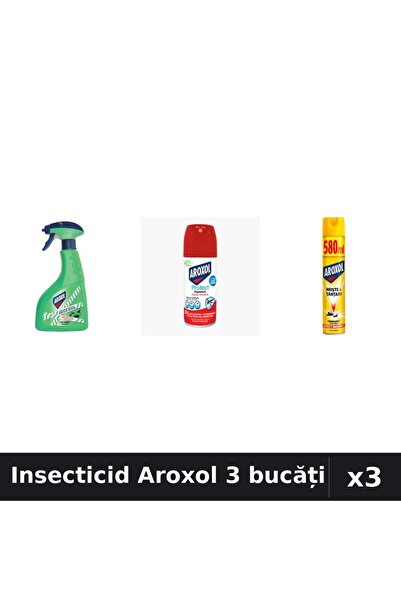 Aroxol Set 3 Spray Insecticid 100ml, 400ml, 580ml - Protecție Casă Eficientă