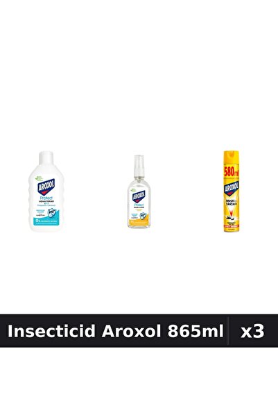 Aroxol Set 3 Insecticid și Repelent 865ml - Spray, Loțiune - Protecție Anti-I...