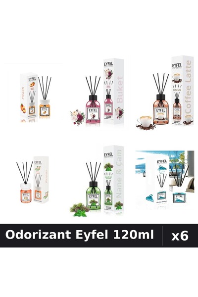 Eyfel Set 6 Odorizante Camera Betisoare - 6 Arome Asortate, 120ml Parfum