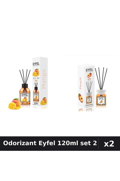 Eyfel Set 2 Odorizant Camera Betisoare 120ml - Mango, Piersica, Parfum Intens