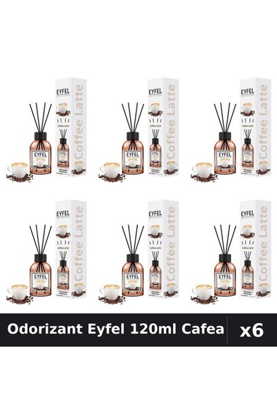 Eyfel Set 6 Odorizante Cameră cu Bețișoare - Aromă Cafea, 120ml Parfum Intens