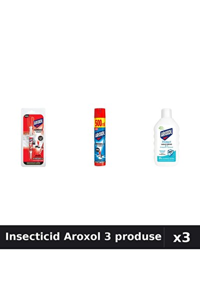 Aroxol Set 3 Insecticid - Spray 500ml, Loțiune Repelent 200ml, Pastile Anti-I...