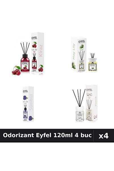 Eyfel Set 4 Odorizant Camera Betisoare - Cireșe, Lacramioare, Zämbile, Bumbac...