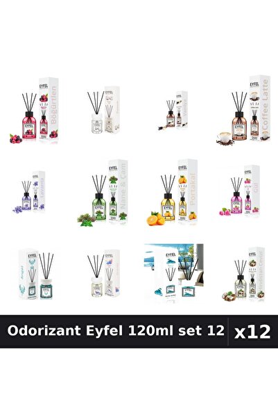 Eyfel Set 12 Odorizant Camera Betisoare 120ml - 12 Arome Asortate, Parfum Intens