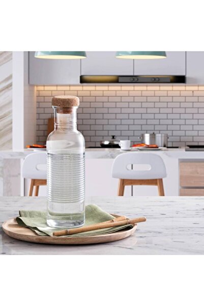 Paşabahçe Doğal Mantar Tıpalı Cam Su ve Yağ Detoks Şişesi 1 Litre