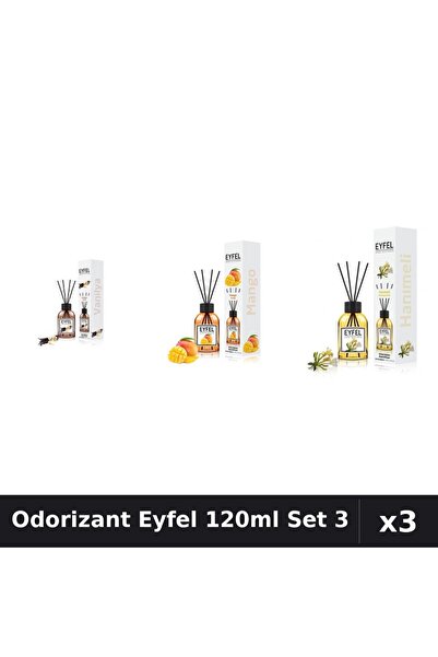 Eyfel Set 3 Odorizant Camera Betisoare 120ml - Vanilie, Mango, Mâna Maicii