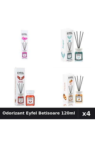 Eyfel Set 4 Odorizant Camera Betisoare 120ml - Angel, Bubble Gum, Piersica, R...