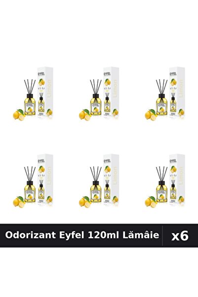 Eyfel Set 6 Odorizant Cameră Betișoare Lămâie 120ml - Parfum Intens