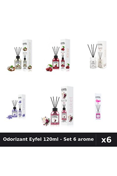 Eyfel Set 6 Odorizante Camera Betisoare 120ml - Bouquet, Bubble Gum, Bumbac, ...
