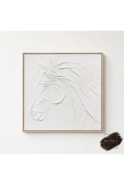 Store Özgürlüğün Silueti | Dokulu At Figürlü MDF Tablo 80x80 cm
