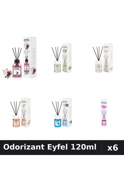 Eyfel Set 6 Odorizante Camera Betisoare - 6 Arome Asortate, 120ml Parfum