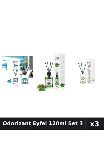 Eyfel Set 3 Odorizant Camera Betisoare 120ml - Ocean, Pin Si Menta, Orhidee
