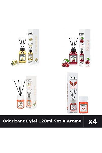 Eyfel Set 4 Odorizant Cameră Betișoare 120ml - Acacia, Cireșe, Mâna Maicii Do...