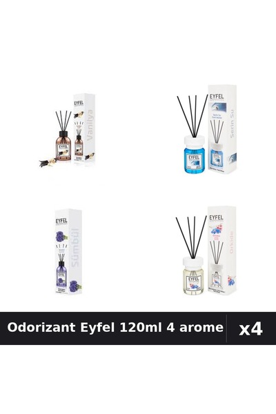 Eyfel Set 4 Odorizant Camera Betisoare 120ml - Vanilie, Cool Water, Zambile, ...