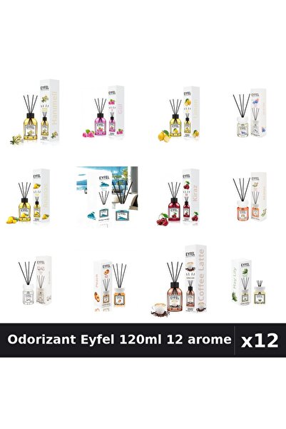 Eyfel Set 12 Odorizant Camera 120ml - 12 Arome Asortate, Betisoare Parfum Intens