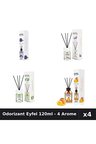 Eyfel Set 4 Odorizant Camera Betisoare 120ml - Zambile, Orhidee, Iasomie, Mango
