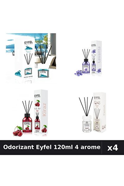 Eyfel Set 4 Odorizant Camera Betisoare 120ml - Ocean, Lavanda, Cirese, Bumbac