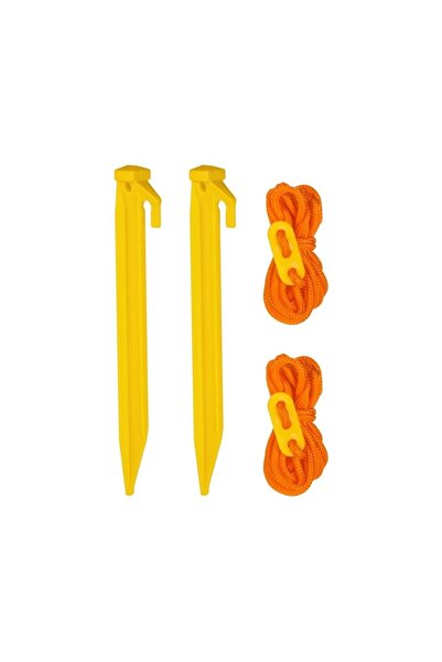 Zet Top Bottom Set of 4 yellow plastic stakes 22 cm with 2 orange ropes, tent...