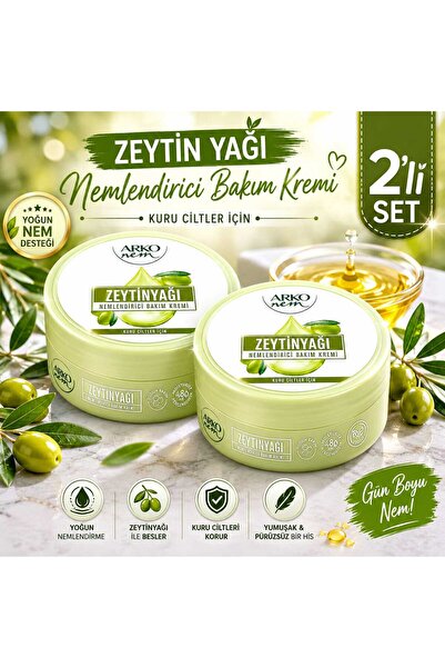 ARKO Zeytinyağı Nemlendirici Bakım Kremi 2'li Set