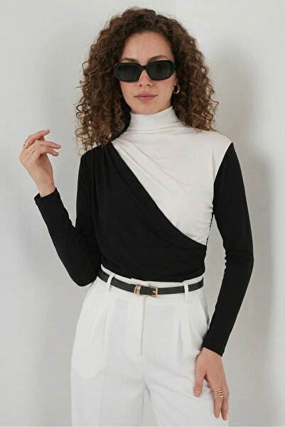 buğrahayalin Women's Turtleneck Black Blouse