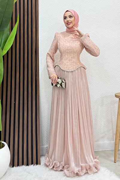 Lamia Giyim Stara Elit Abiye Soft Pembe