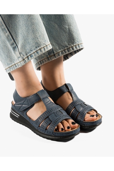 ALOGO Women's Blue Sandals Made of Eco- Leather Exin