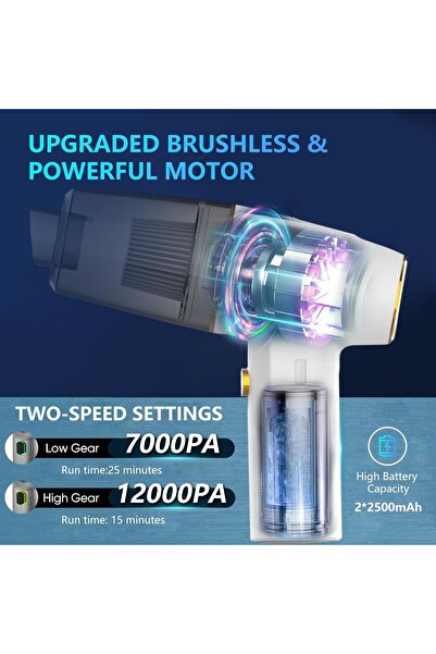 INGUNAR Car Vacuum Cleane, Cordless Handheld Vacuum, Brushless DC Motor 12000...
