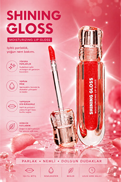 SETBEAUTY KIRMIZI SİMLİ RENKLİ DUDAK PARLATICI RUJ – SHINING LİP GLOSS 04