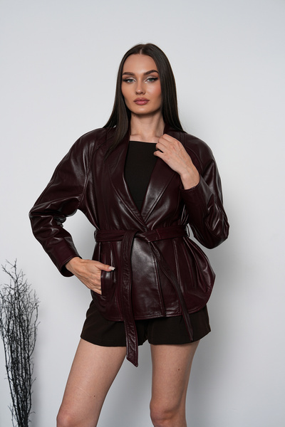 Metins Leather Kadın Hakiki Deri Mont Kemerli Şal Yaka Premium Fit Kesim 288B...