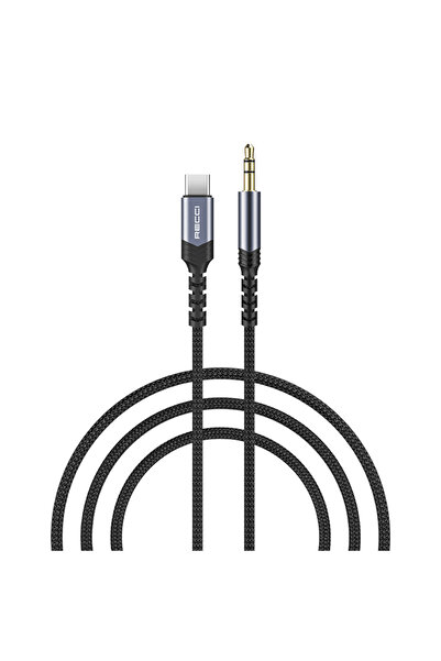 Recci RDS-A27 Καλώδιο Aux 3.5mm αρσενικό Type-C 1μ - Μαύρο