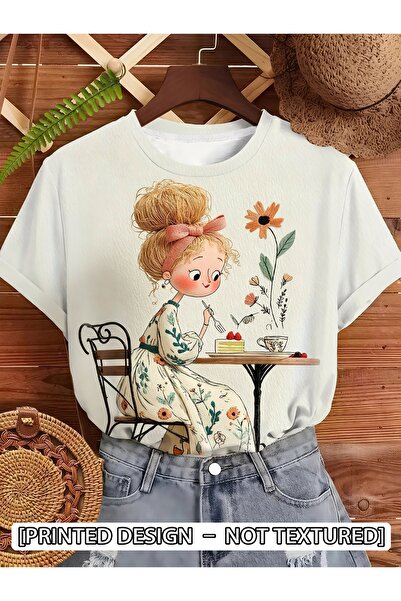 121 Refreshing and Comfortable Short-Sleeved T-Shirt with Floral Print, Perfe...